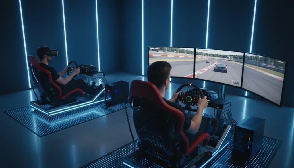 VR vs Triple Screens for Sim Racing in 2026: Why SIMPRO Academy Phuket Chose Three 32-Inch Curved Monitors